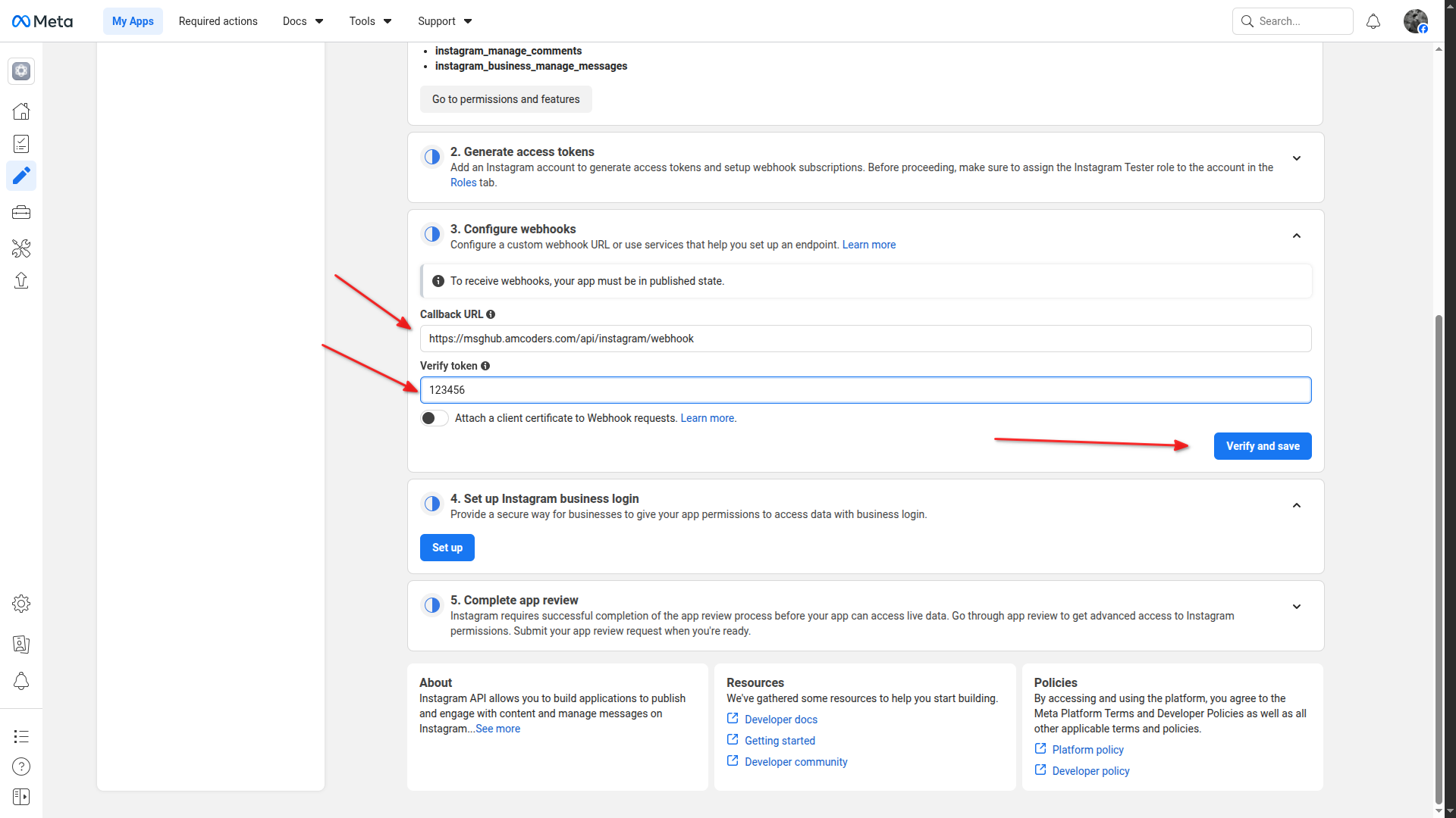 Verify and Save Webhook